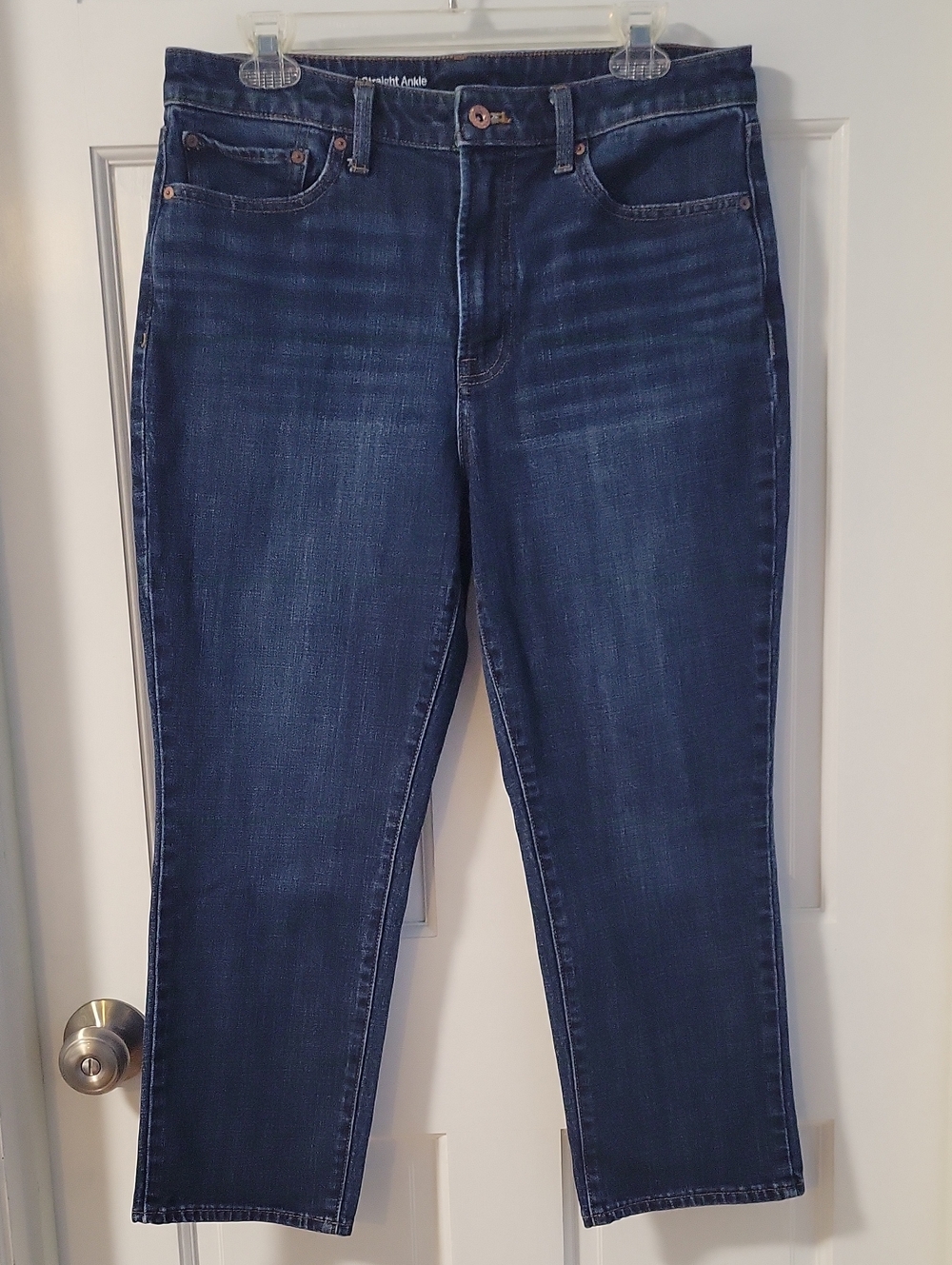 Talbots Dark Blue High Waist Straight Ankle Jeans Size 12 Petite